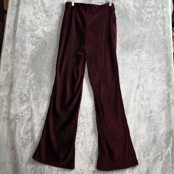 Urban Outfitters Womens Pants Cassidy Burgundy Ribbed Velvet Kick Flare  Size 6 - Picture 9 of 13